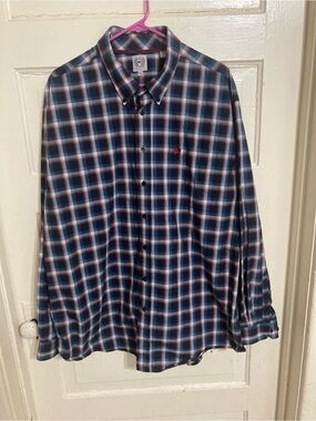 Cinch Men’s Western Plaid  button down Red Blue  shirt xl